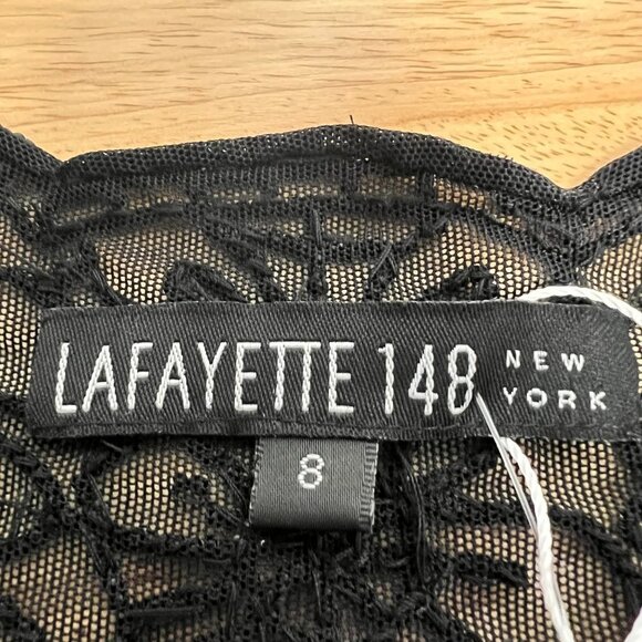 Lafayette 148 New York Sheer Beaded Sleeveless Top Peplum Black Size 8 New - Picture 7 of 9